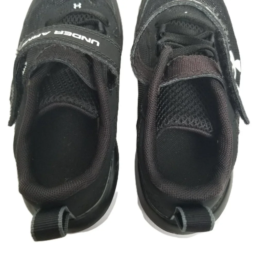 Under Armour Athletic Shoes Hook Loop Strap Kids 13K Black White